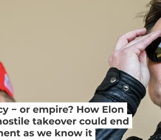 Elon Musk, right, has moved to take the reins of the U.S. government. Brandon Bell/Getty Images